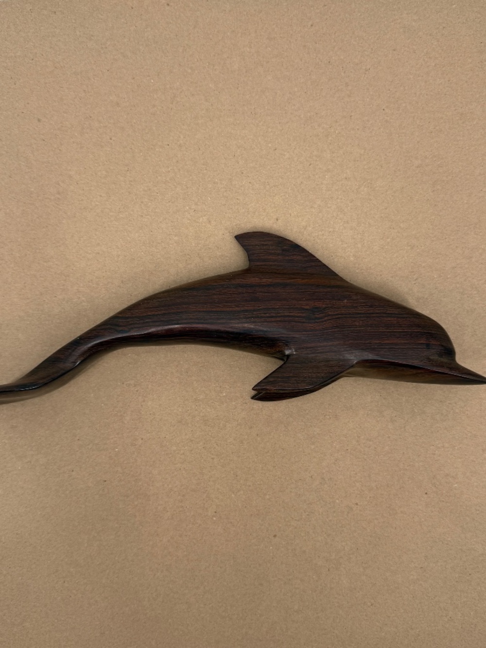 Vintage Hand Carved Ironwood Dolphin Sculpture Figurine Dark Wood Marine 12"